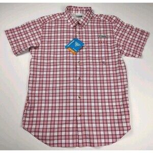 Columbia PFG Harbor Peak Shirt Mens M Red Plaid Performance Fishing Gear NWT